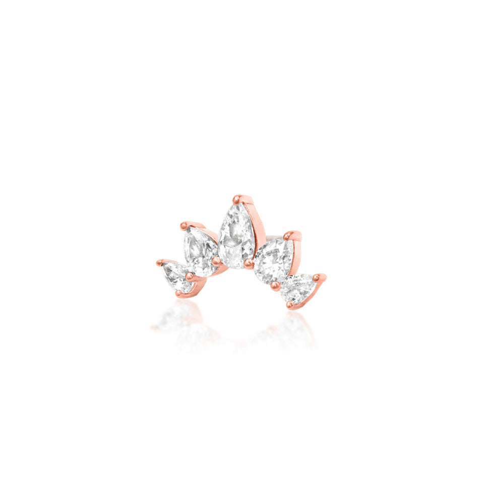     Rose gold crown-style conch earring with five pear-cut white cubic zirconia
