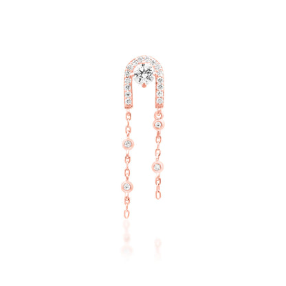 Junipurr Serena CZ chain drop earring in solid 14k rose gold

