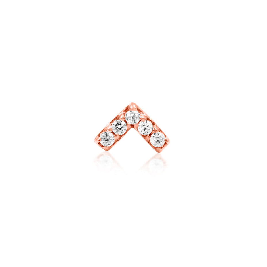 Junipurr Chevron CZ rose gold helix stud with five white cubic zirconia stones