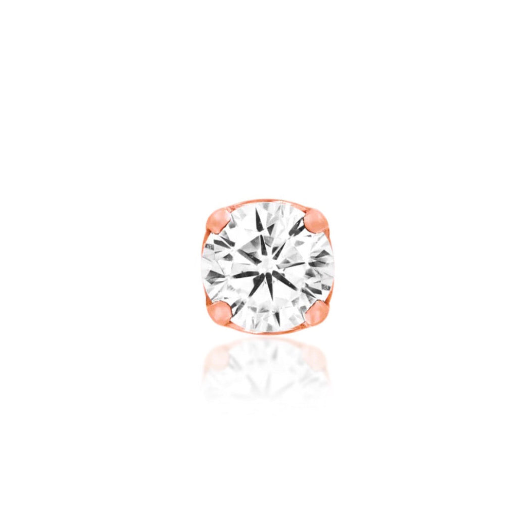 Junipurr Prong-Set CZ nose stud in solid 14k rose gold