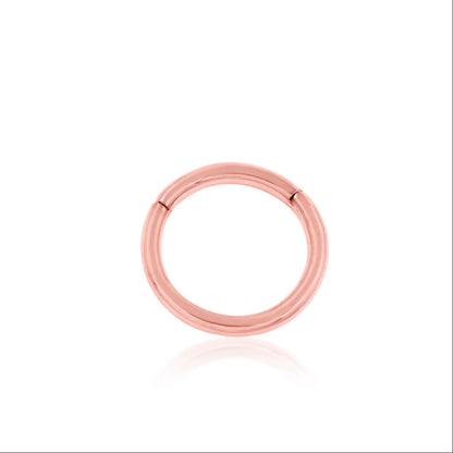 Rose gold daith ring in solid 14k gold with a classic smooth clicker design.