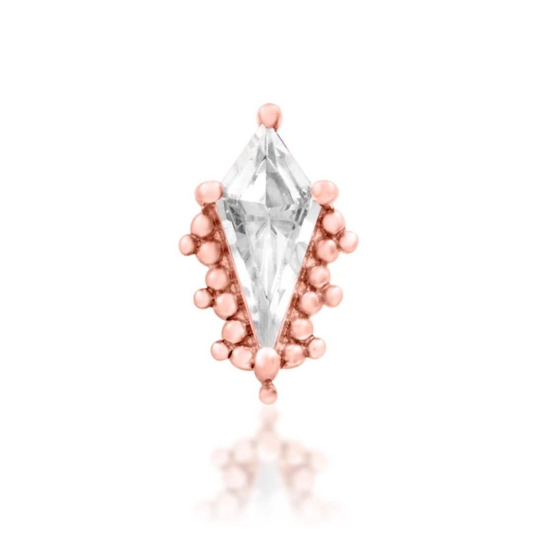 Junipurr Sultan rose gold cartilage stud featuring an elongated cubic zirconia