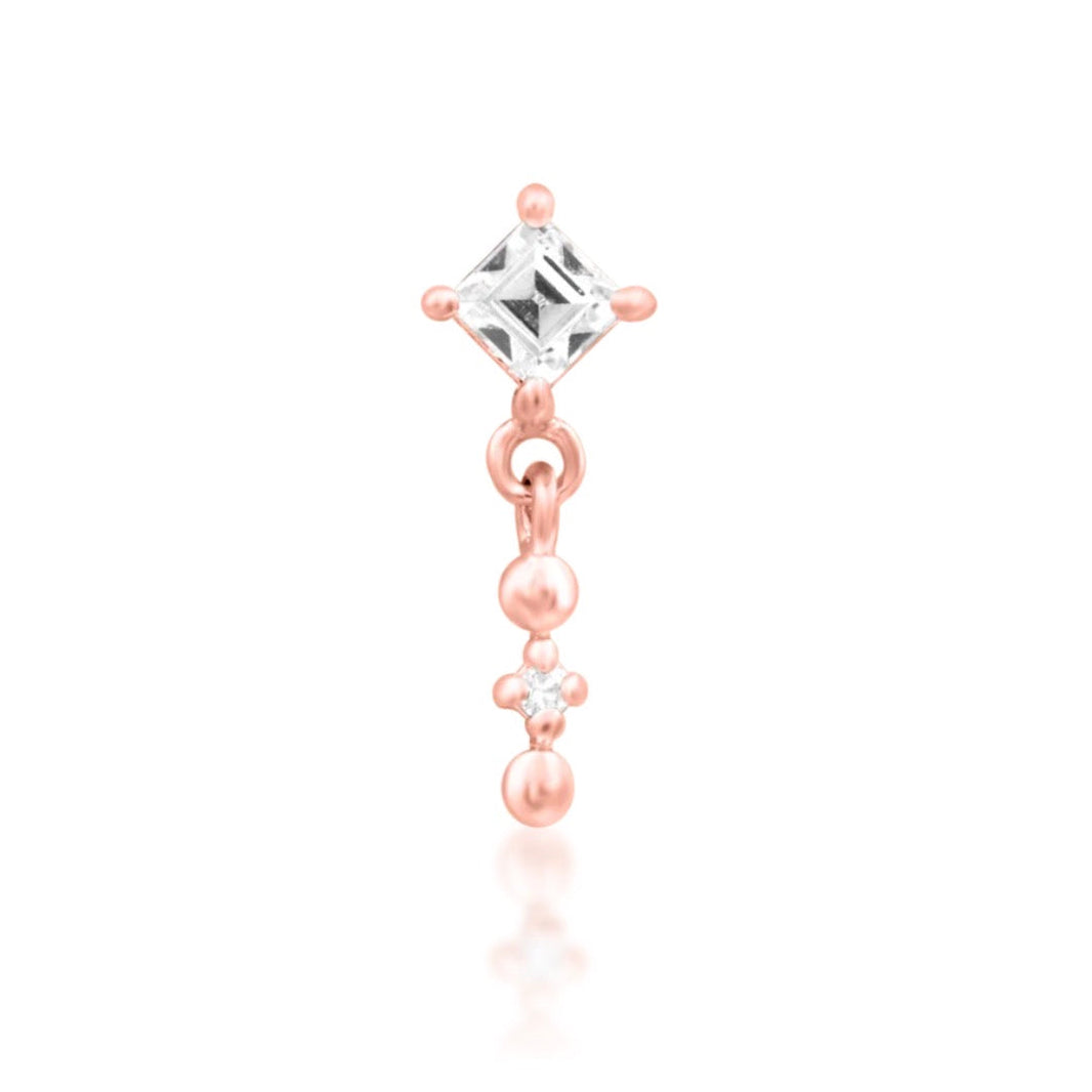 Junipurr Soar rose gold helix earring featuring 2mm and 0.8mm White CZ accents