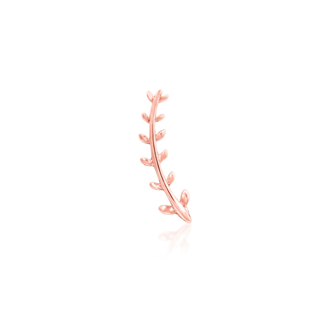 Rose gold fern leaf helix earring featuring Junipurr Florence’s elongated design