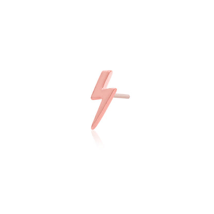 Rose gold flat back earring featuring a polished lightning bolt silhouette