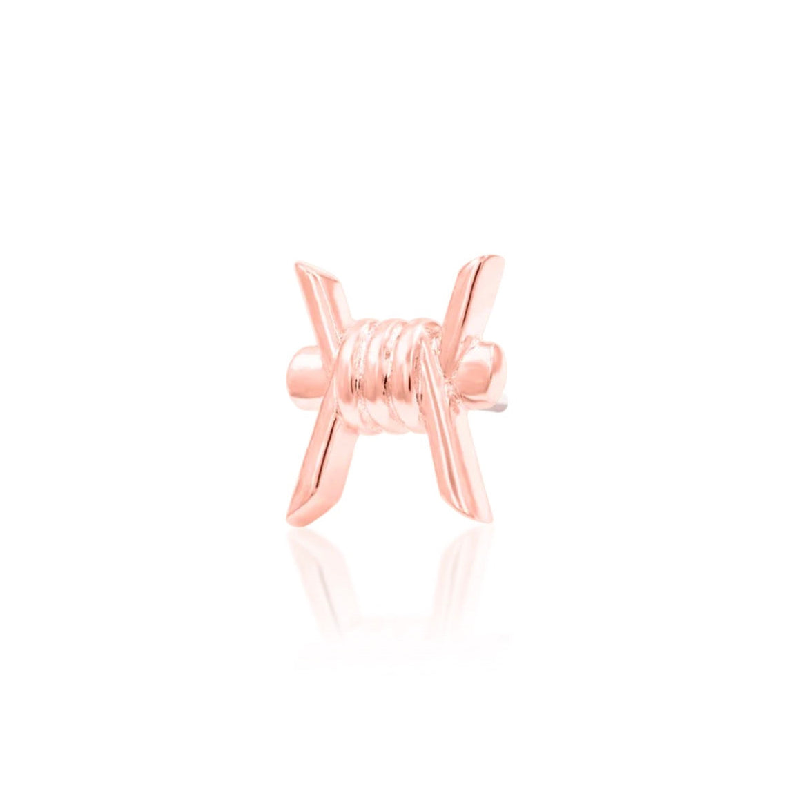     Rose gold flat-back stud featuring an edgy barbed wire motif