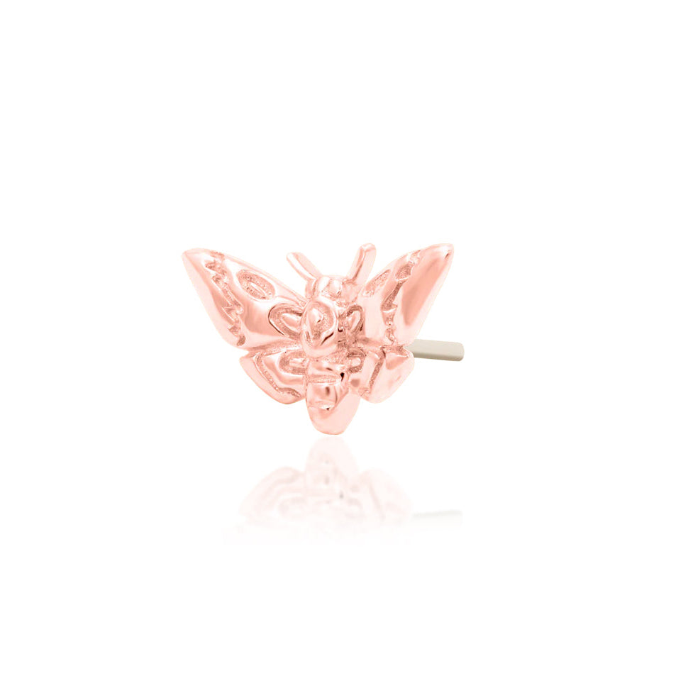     Rose gold flat-back stud featuring a distinctive gothic moth motif
