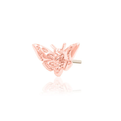     Rose gold flat-back stud featuring a distinctive gothic moth motif
