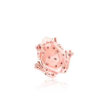 Junipurr Sir Hops three-dimensional frog helix earring in solid rose gold
