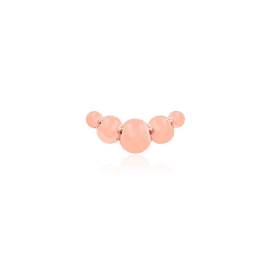 Junipurr Gold Croissant graduated bead helix earring in solid rose gold