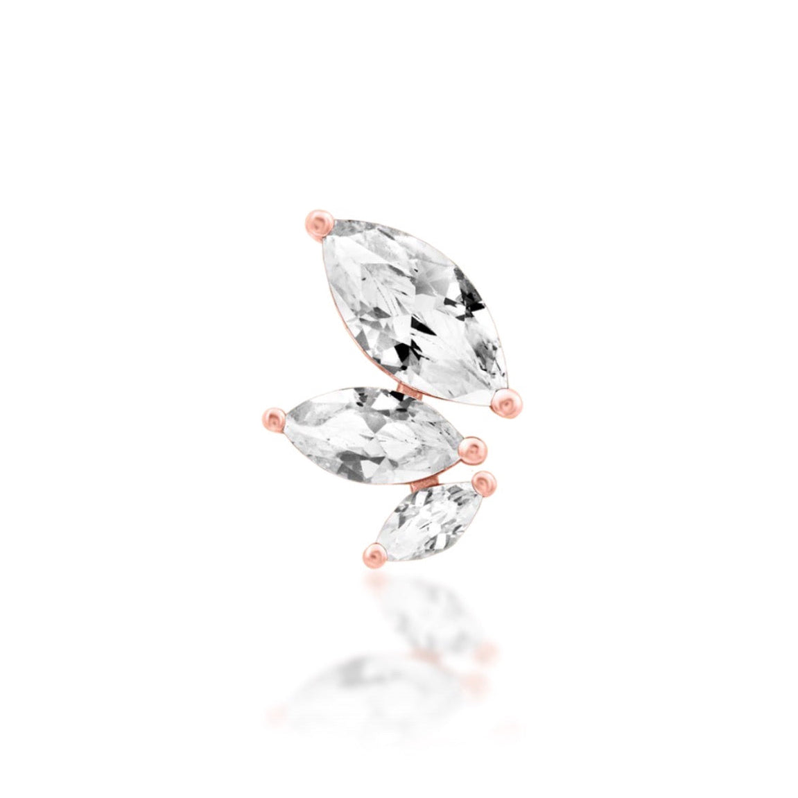 Junipurr Malice graduated marquise CZ earring in solid rose gold