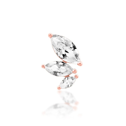Junipurr Malice graduated marquise CZ earring in solid rose gold