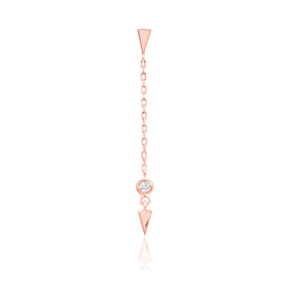 Junipurr Jasmine rose gold helix earrings connected by a delicate 20mm chain
