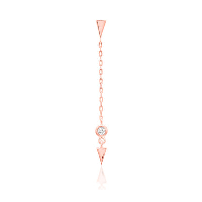 Junipurr Jasmine rose gold helix earrings connected by a delicate 20mm chain
