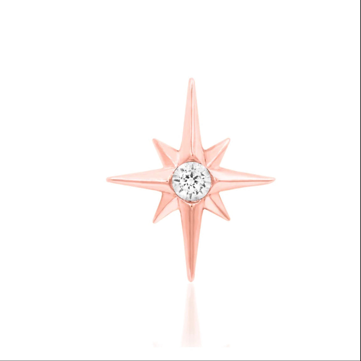 Junipurr Stella threadless end in rose gold with a polished star shape and central gemstone detail.