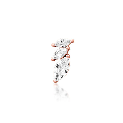 Junipurr Enigma marquise CZ flat earring in solid rose gold