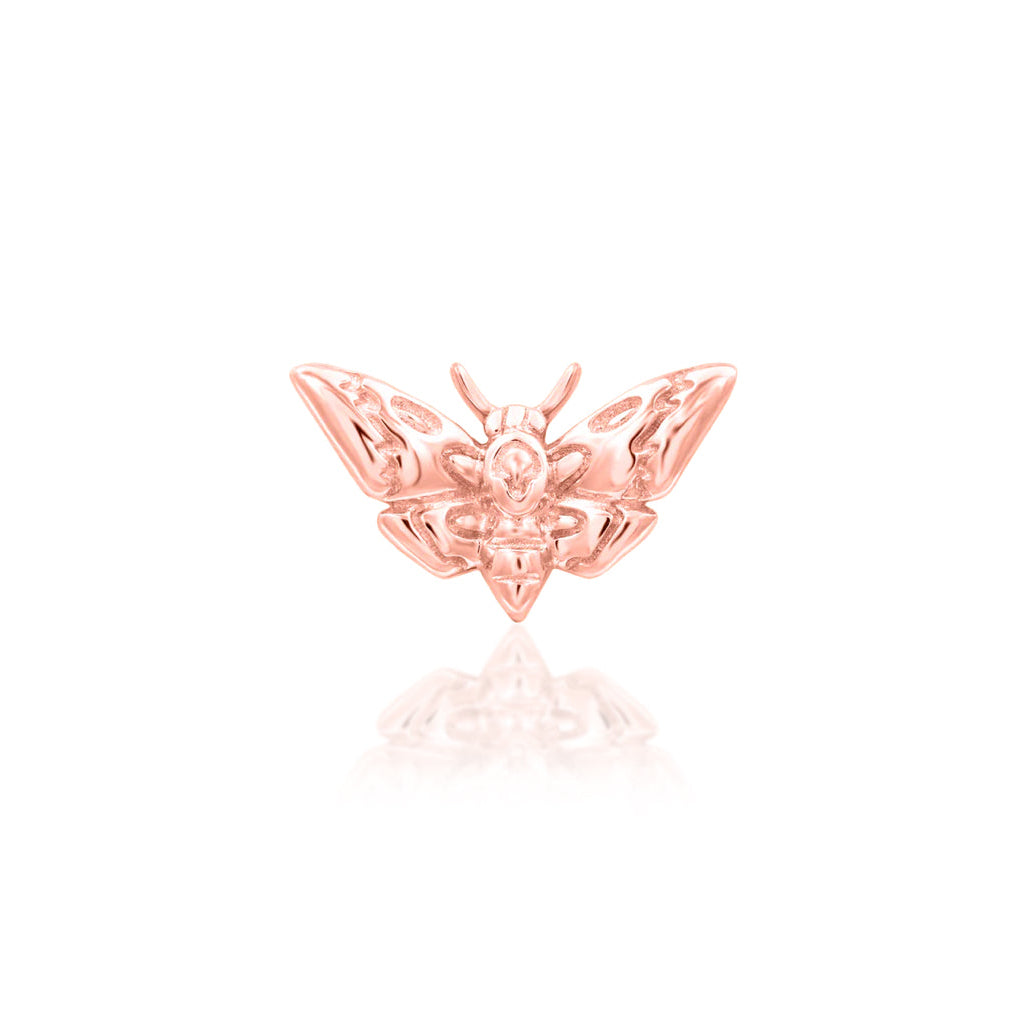     Junipurr Deaths-Head Moth rose gold helix earring with a sculpted winged silhouette