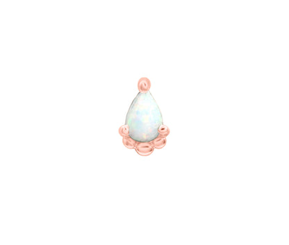 Junipurr Amani rose gold nose stud with a luminous pear-shaped opal