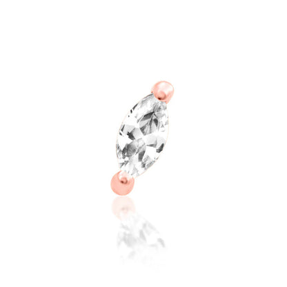Junipurr Marquise rose gold nose stud with an elongated gemstone