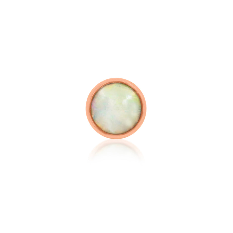 Junipurr bezel-set opal nose stud in solid 14k rose gold
