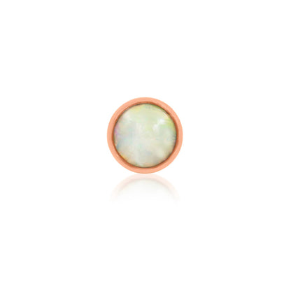 Junipurr bezel-set opal nose stud in solid 14k rose gold