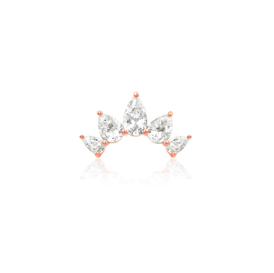     Junipurr Ilda rose gold flat earring featuring graduated white CZ stones
