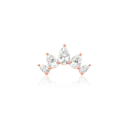     Junipurr Ilda rose gold flat earring featuring graduated white CZ stones