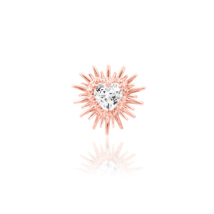 Junipurr Heartbreak rose gold piercing jewellery with a 3mm heart-shaped CZ