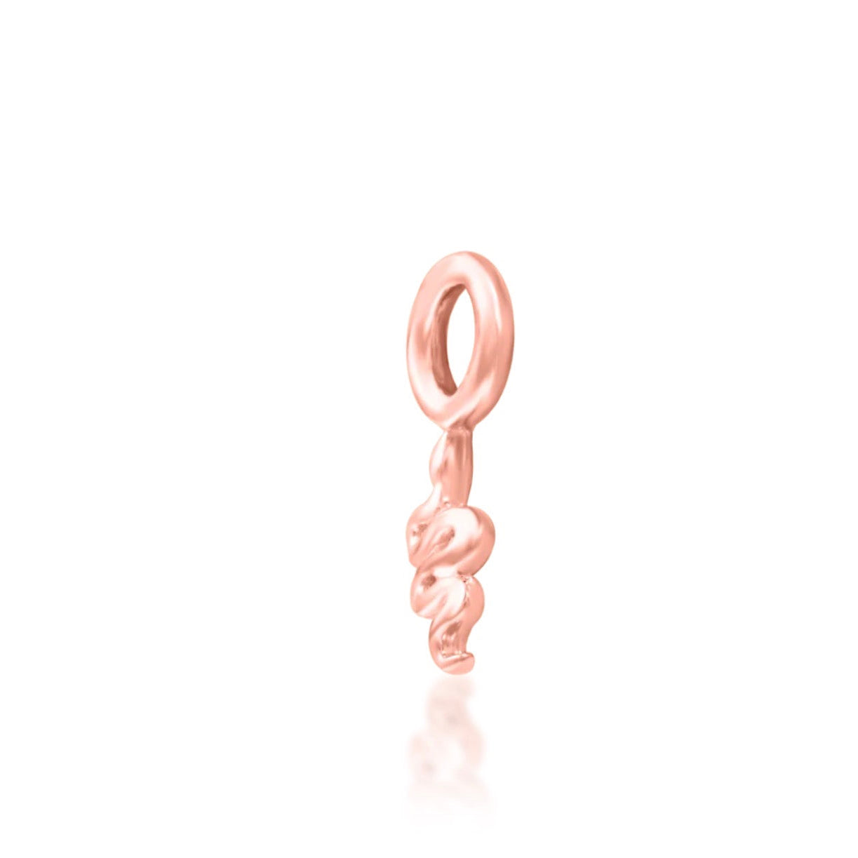Petite solid rose gold serpent charm for a compatible lobe ring or hoop