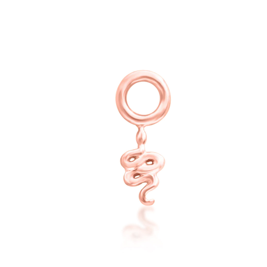 Junipurr Hiss snake earring charm in solid 14k rose gold with a polished hanging design