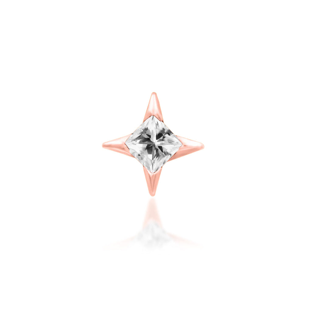 Junipurr Corvin rose gold star helix earring with a white CZ gemstone