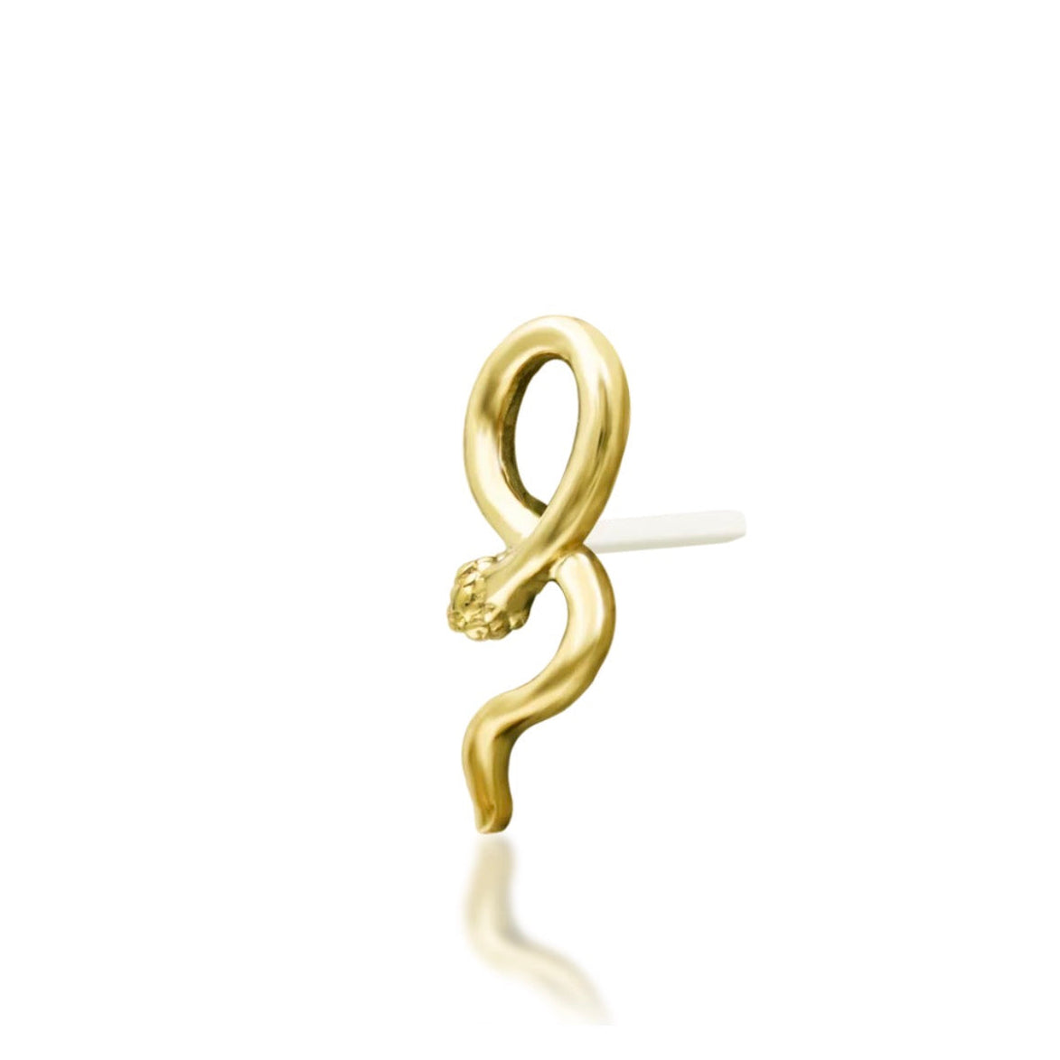 Sculptural serpent helix stud in yellow gold with an elegant flowing silhouette