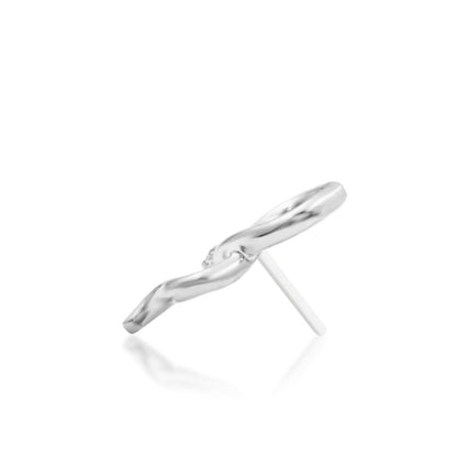 Sculptural white gold snake cartilage jewellery with an elongated gemstone-free design
