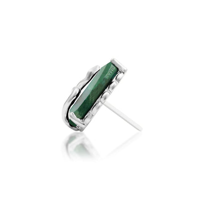 White gold serpent conch jewellery set with a 5mm × 7mm pear-shaped moss agate