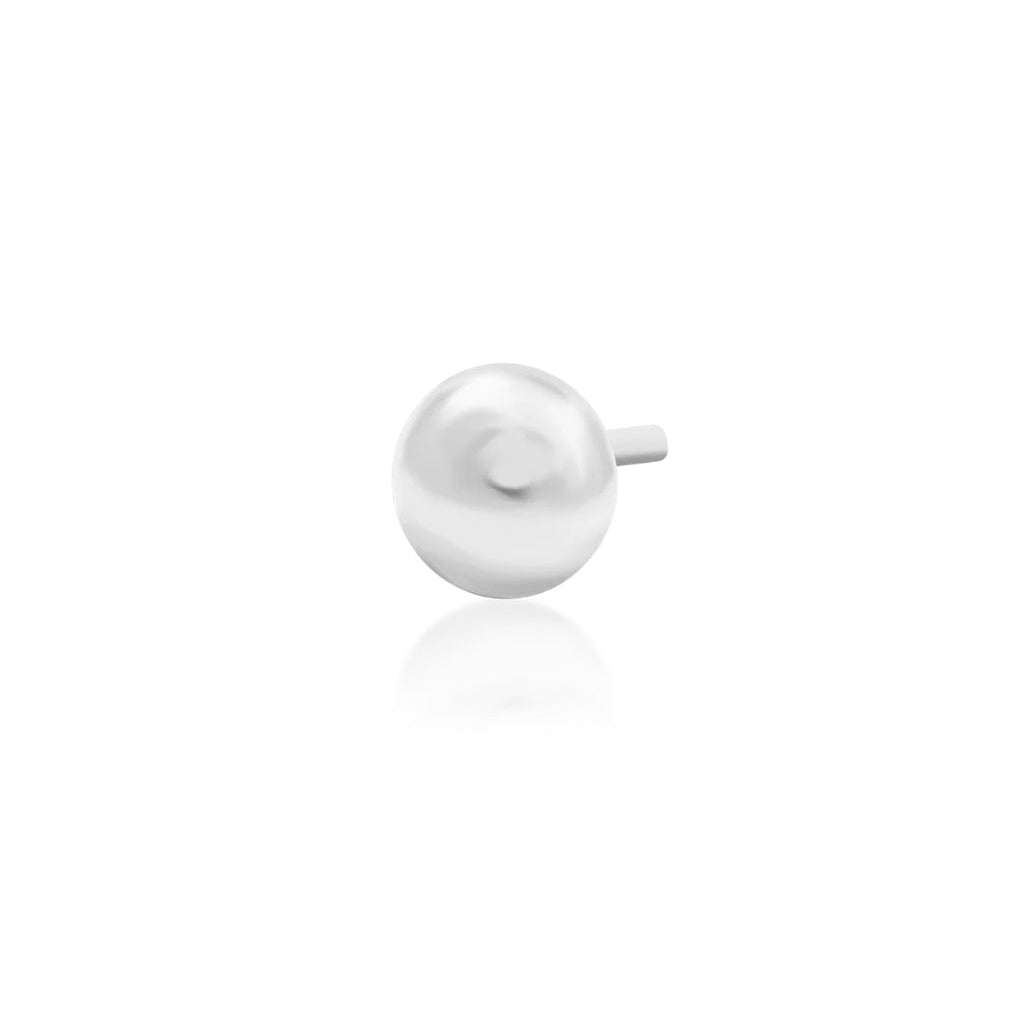 Small white gold flat piercing earring with a clean rounded dome design