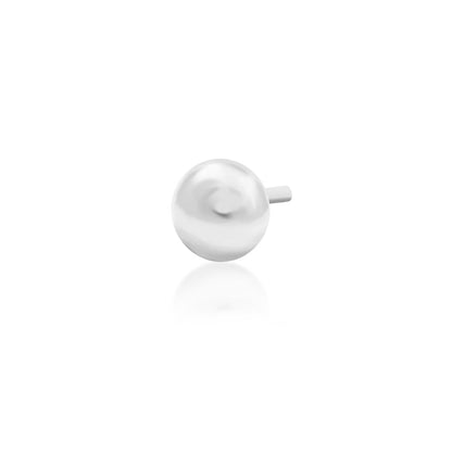 Small white gold flat piercing earring with a clean rounded dome design