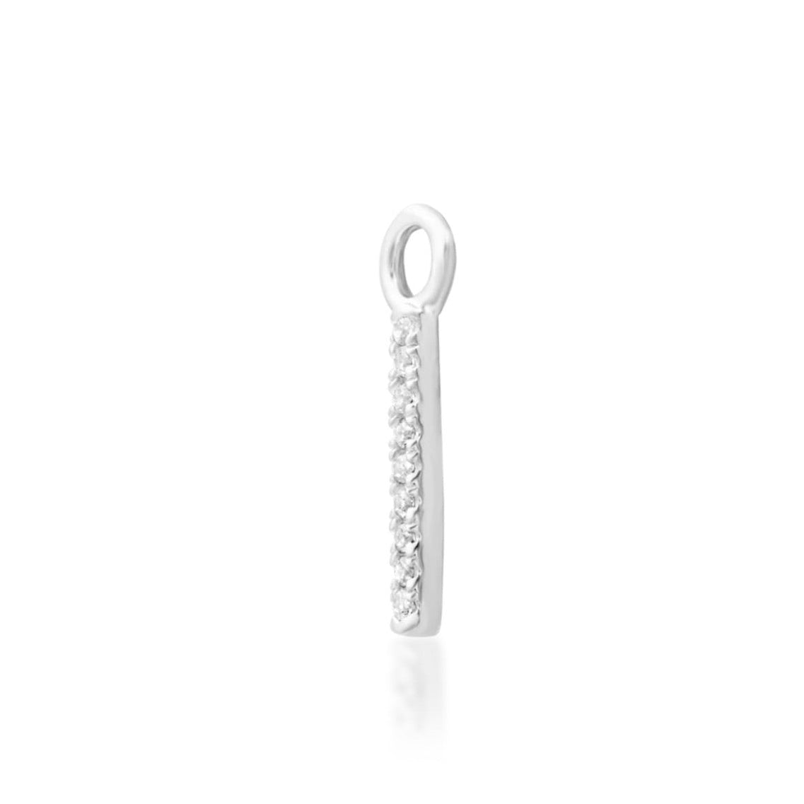 Small white gold cartilage stud with five round cubic zirconia stones in a linear design