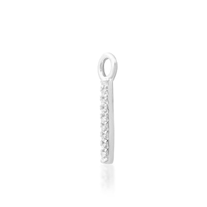 Small white gold cartilage stud with five round cubic zirconia stones in a linear design