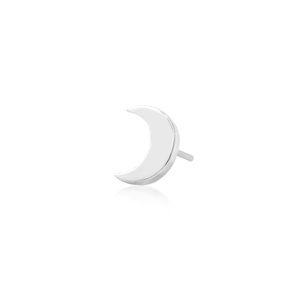 Small moon ear jewellery in 14k white gold, available in two petite sizes for refined piercing styling.
