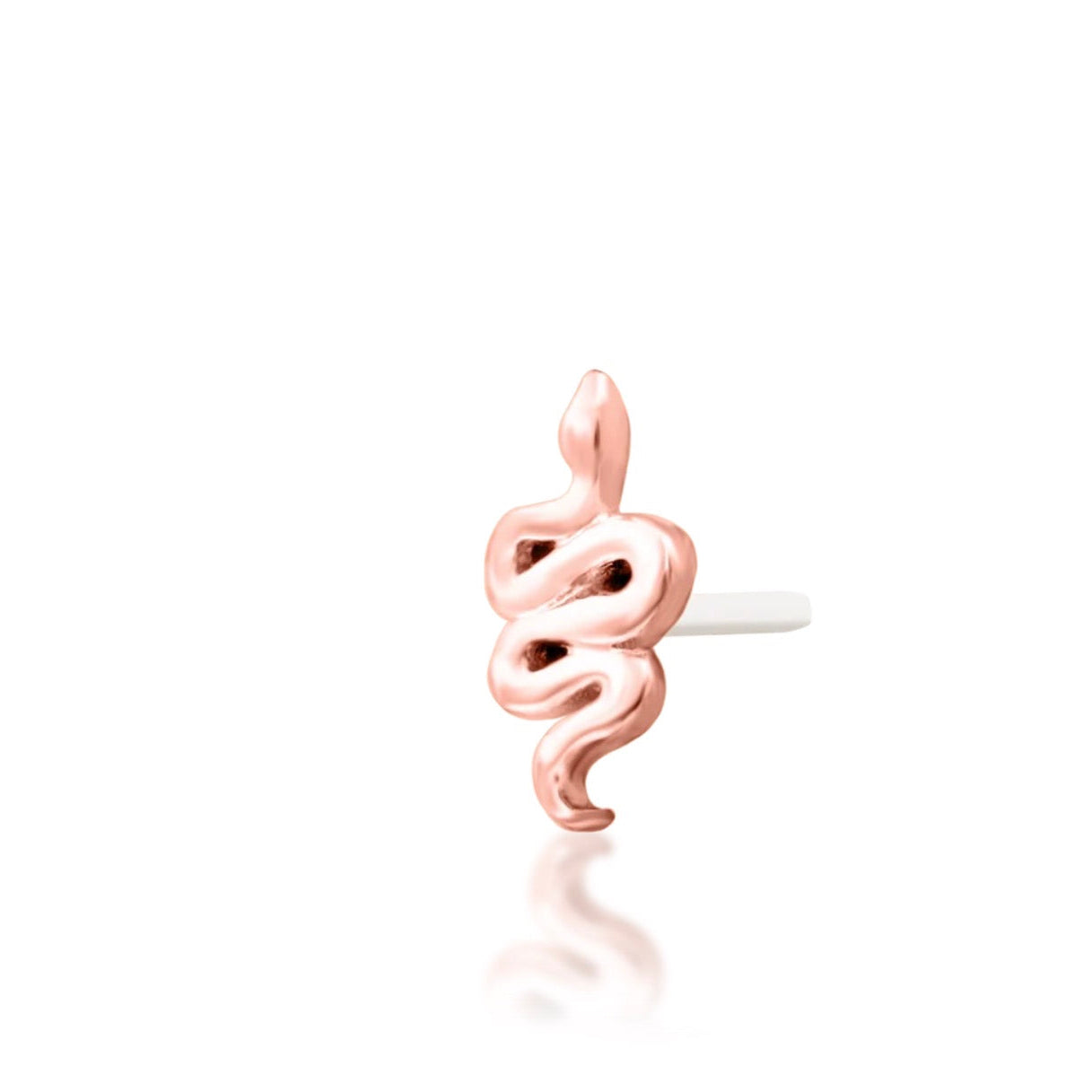 Small serpent helix stud in solid rose gold with a graceful coiled silhouette