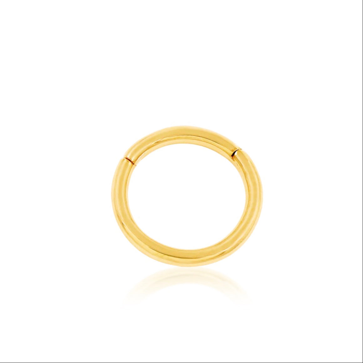 Solid gold clicker ring in 14k yellow gold, featuring Junipurr’s smooth plain hoop design.