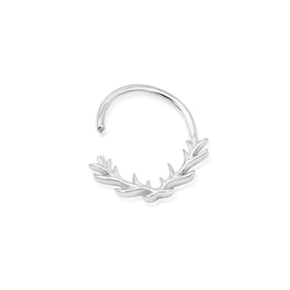 Solid gold daith jewellery in white gold, featuring Junipurr Raven’s curved branching design