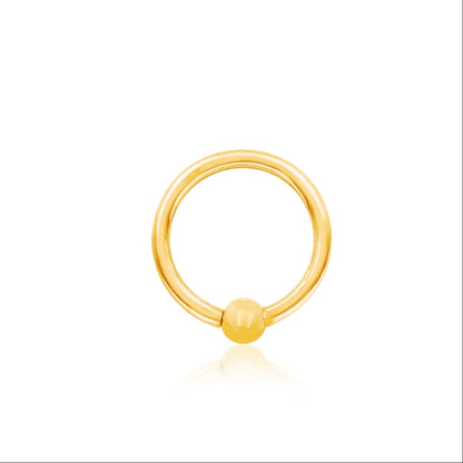 Solid gold fixed bead ring in 14k yellow gold, featuring Junipurr’s classic polished 3mm bead.