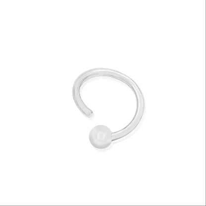Solid gold helix hoop in 14k white gold, featuring a simple fixed bead detail.