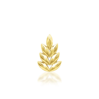 Solid gold leaf cartilage earring in 14k yellow gold featuring Junipurr Forest’s sculpted botanical design