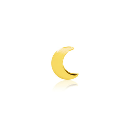 Solid gold moon earring in 14k yellow gold, featuring the polished crescent design of Junipurr Gold Moon.
