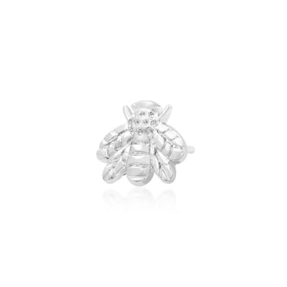Solid white gold piercing jewellery featuring a detailed bee silhouette