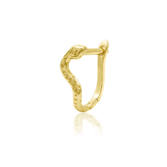 Solid gold snake nose ring in 14k yellow gold, featuring the celestial engravings of Junipurr Dusa.
