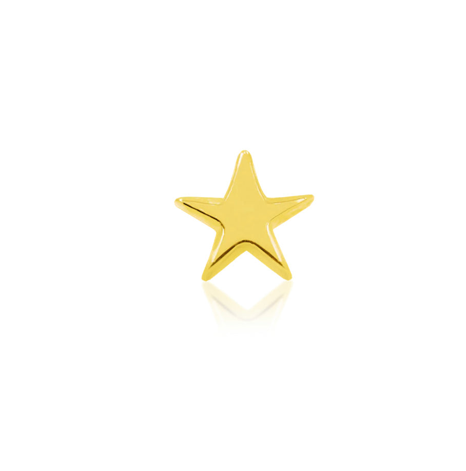 Solid gold star cartilage earring in 14k yellow gold featuring the classic Junipurr Gold Star design.