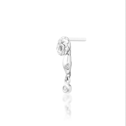 Spiral serpent conch jewellery in solid white gold with a narrow coiled silhouette